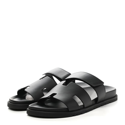 Hermes Calfskin Mens Chypre Sandals 43 Black 3 of 10