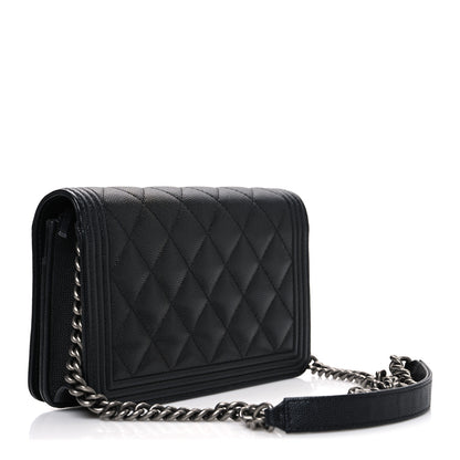 Chanel Caviar Quilted Boy Wallet On Chain WOC Black 3 of 11