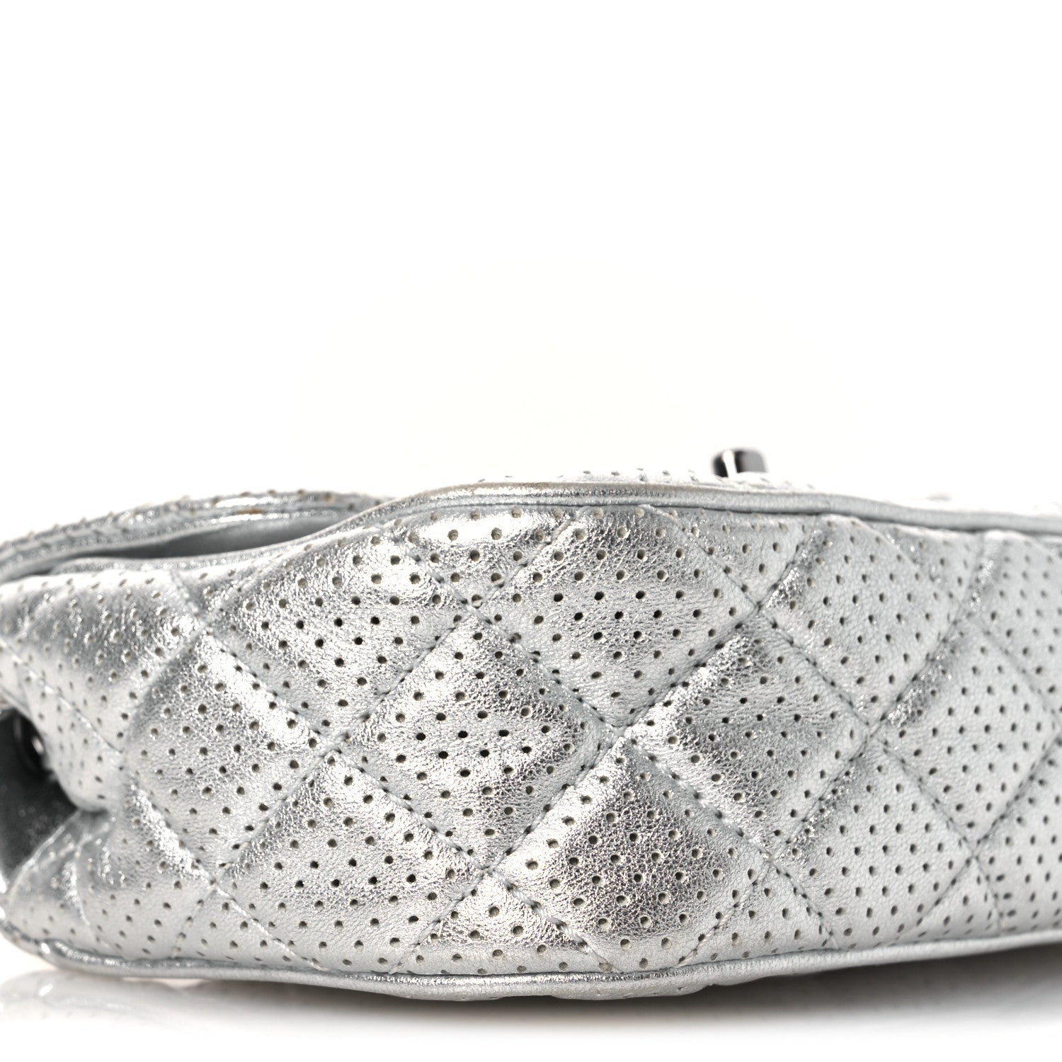 Chanel Metallic Lambskin Perforated Mini Rectangular Flap Silver 9 of 12