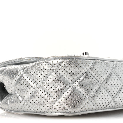 Chanel Metallic Lambskin Perforated Mini Rectangular Flap Silver 9 of 12
