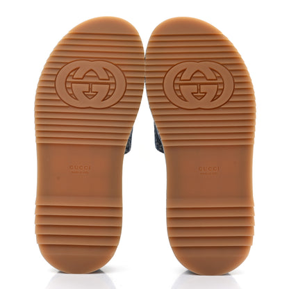 Gucci New Denim GG Monogram Angelina Platform 55mm Slide Sandals 36 Blue Tea 5 of 9
