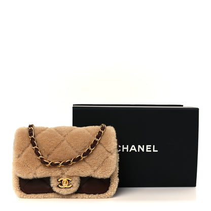 Chanel Shearling Lambskin Quilted Mini Furry Coco Flap Beige Dark Brown 12 of 12