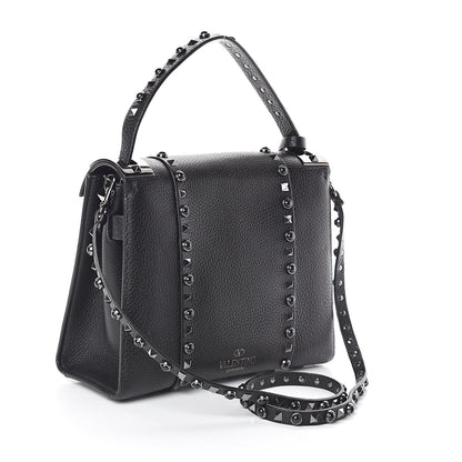 Valentino Garavani Grainy Calfskin Onyx Small My Rockstud Rolling Frame Bag Black 3 of 9