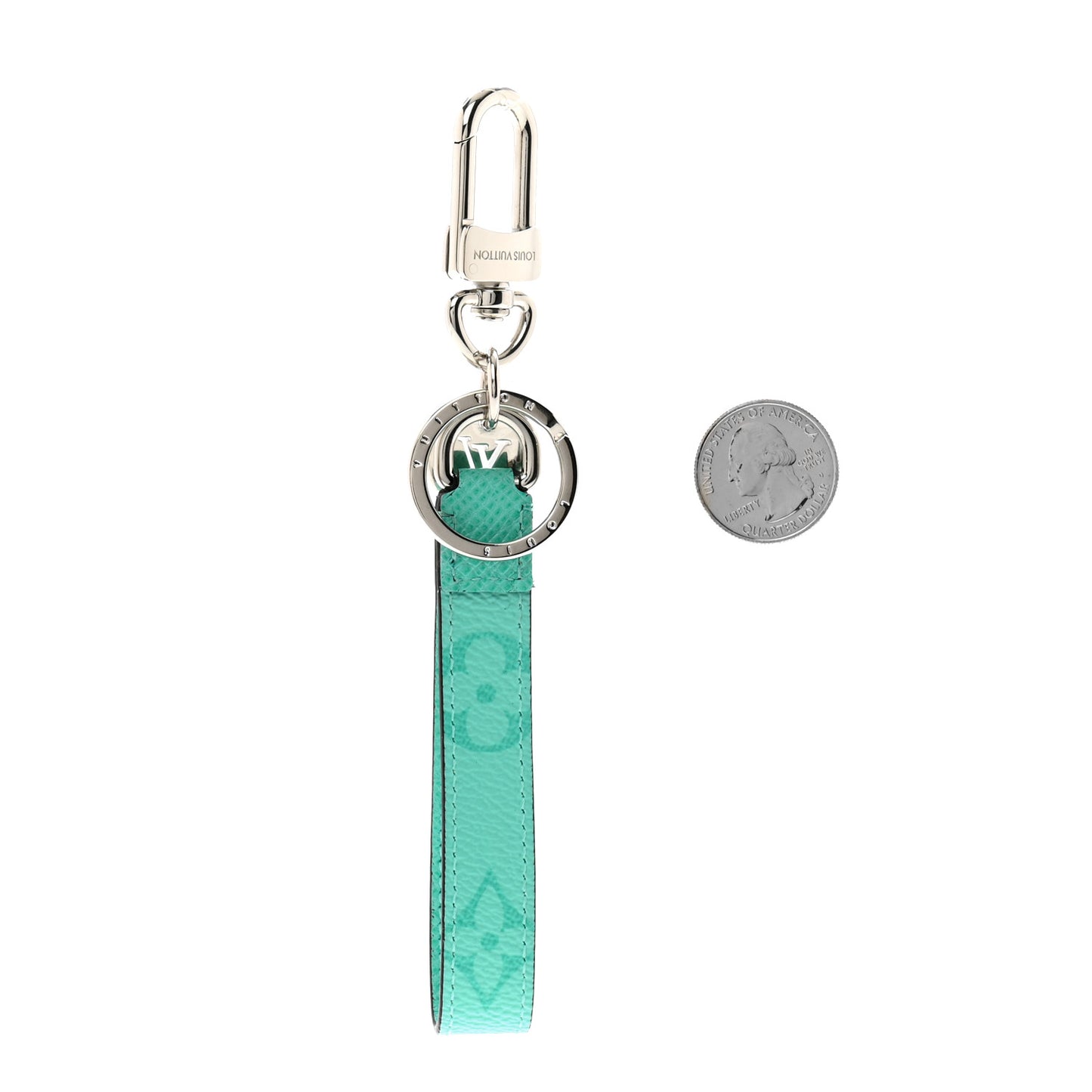 Monogram Slim Dragonne Bag Charm Key Holder Turquoise