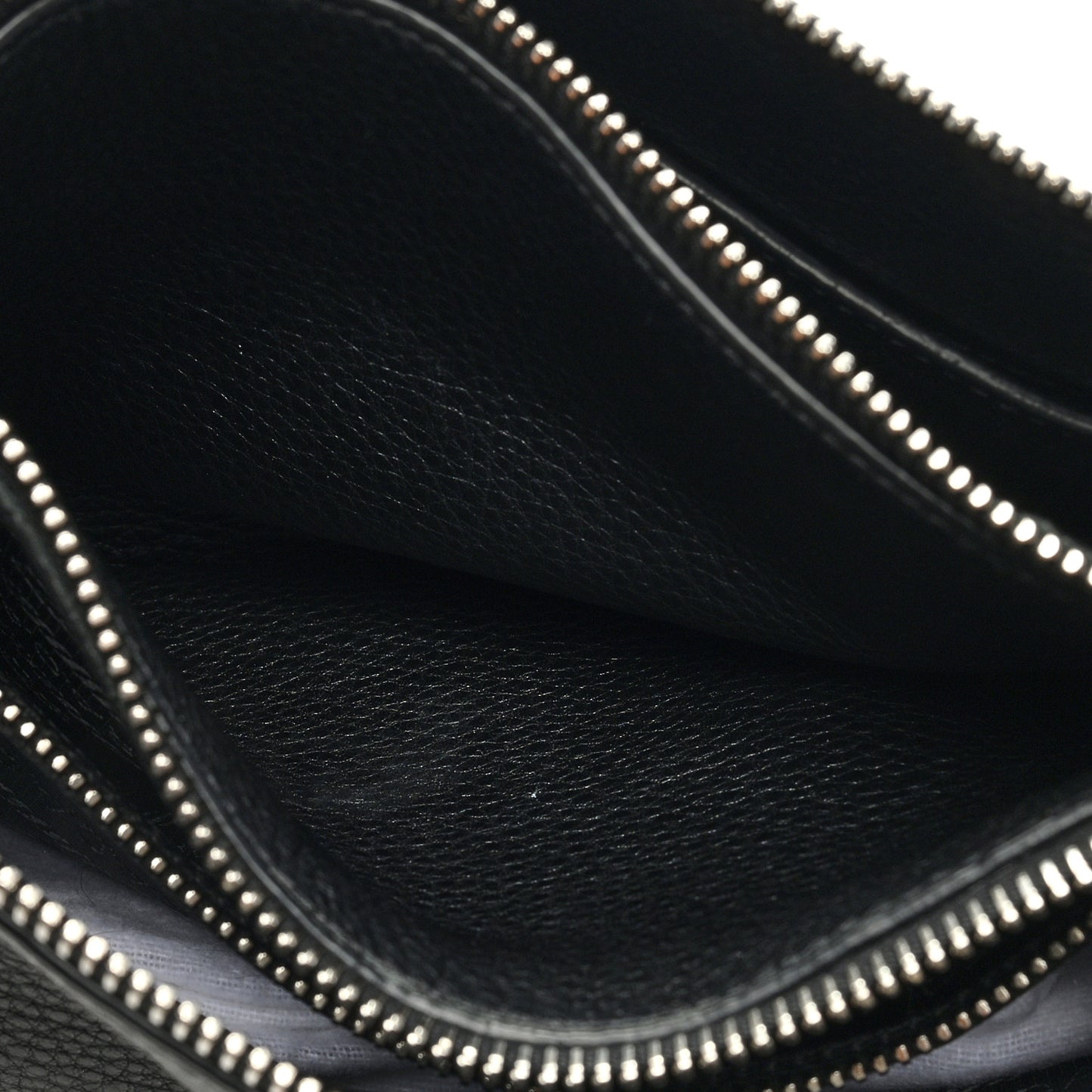Vitello Phenix Double Zip Crossbody Bag Black
