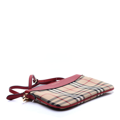 Burberry Horseferry Check Peyton Crossbody Clutch Bag Parade Red 4 of 10