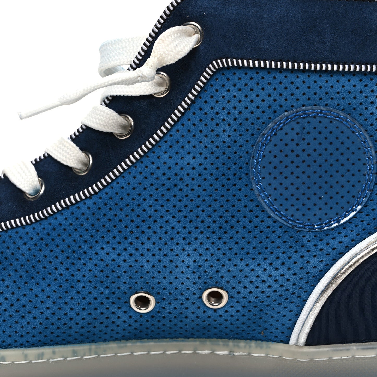 Suede Patent Perforated Mens Fun Louis Flat Sneakers 43 Blue