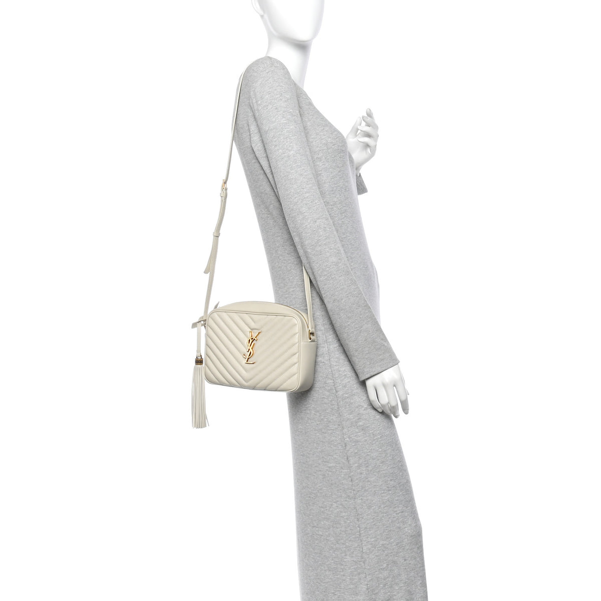 Saint Laurent Calfskin Matelasse Monogram Lou Camera Bag Blanc Vintage 2 of 9