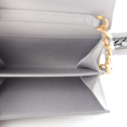 Chanel Lambskin Quilted Chanel 19 Flap Coin Purse With Chain Grey 4 of 8