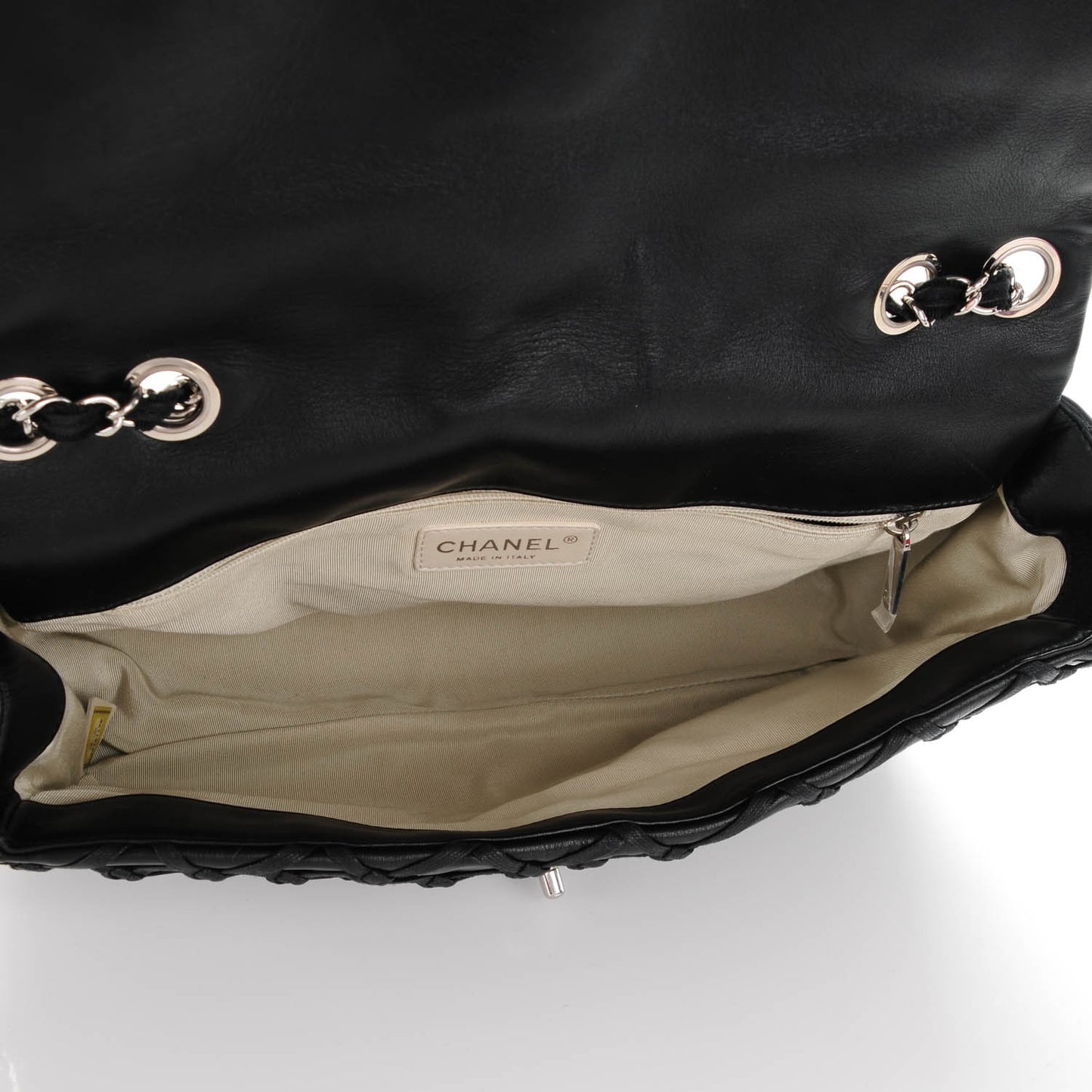 Lambskin Jumbo Canebiers Net Flap Black