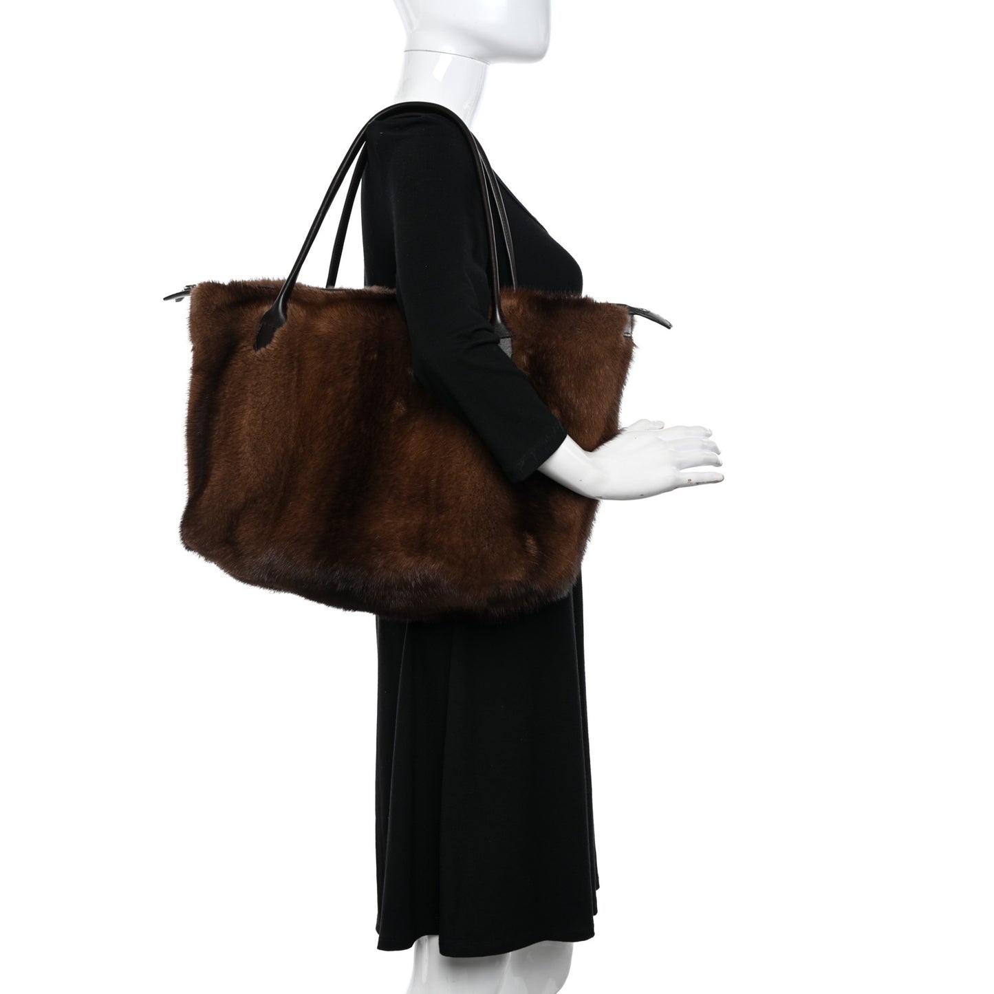 Mink Fur Lux Satchel Coffee