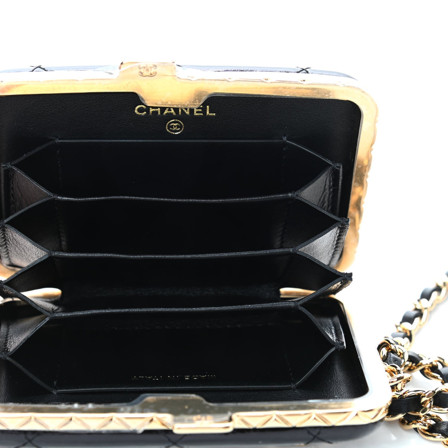 Chanel Glazed Goatskin Quilted Small Box With Chain Black 4 of 4