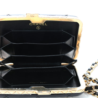 Chanel Glazed Goatskin Quilted Small Box With Chain Black 4 of 4