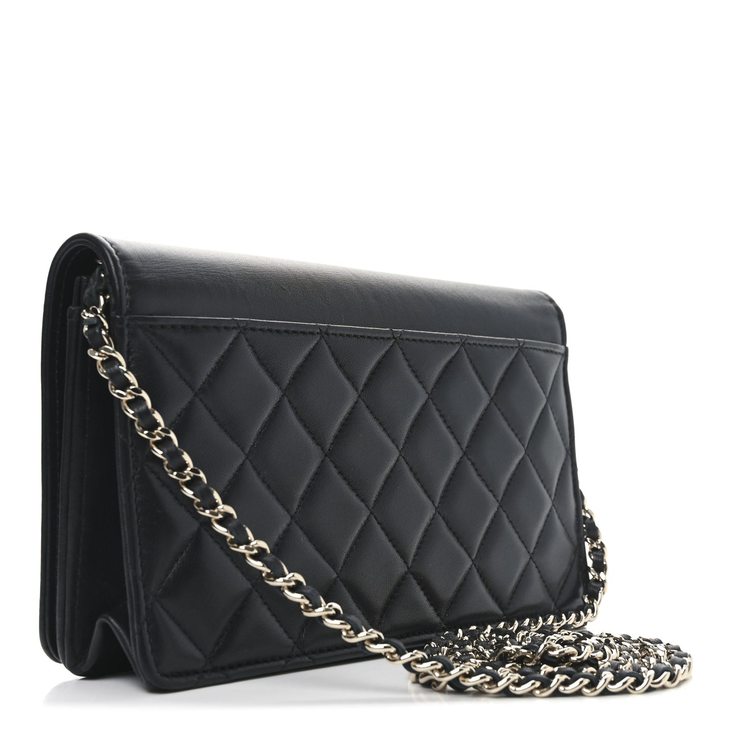 Lambskin Quilted Timeless CC Wallet On Chain WOC Black