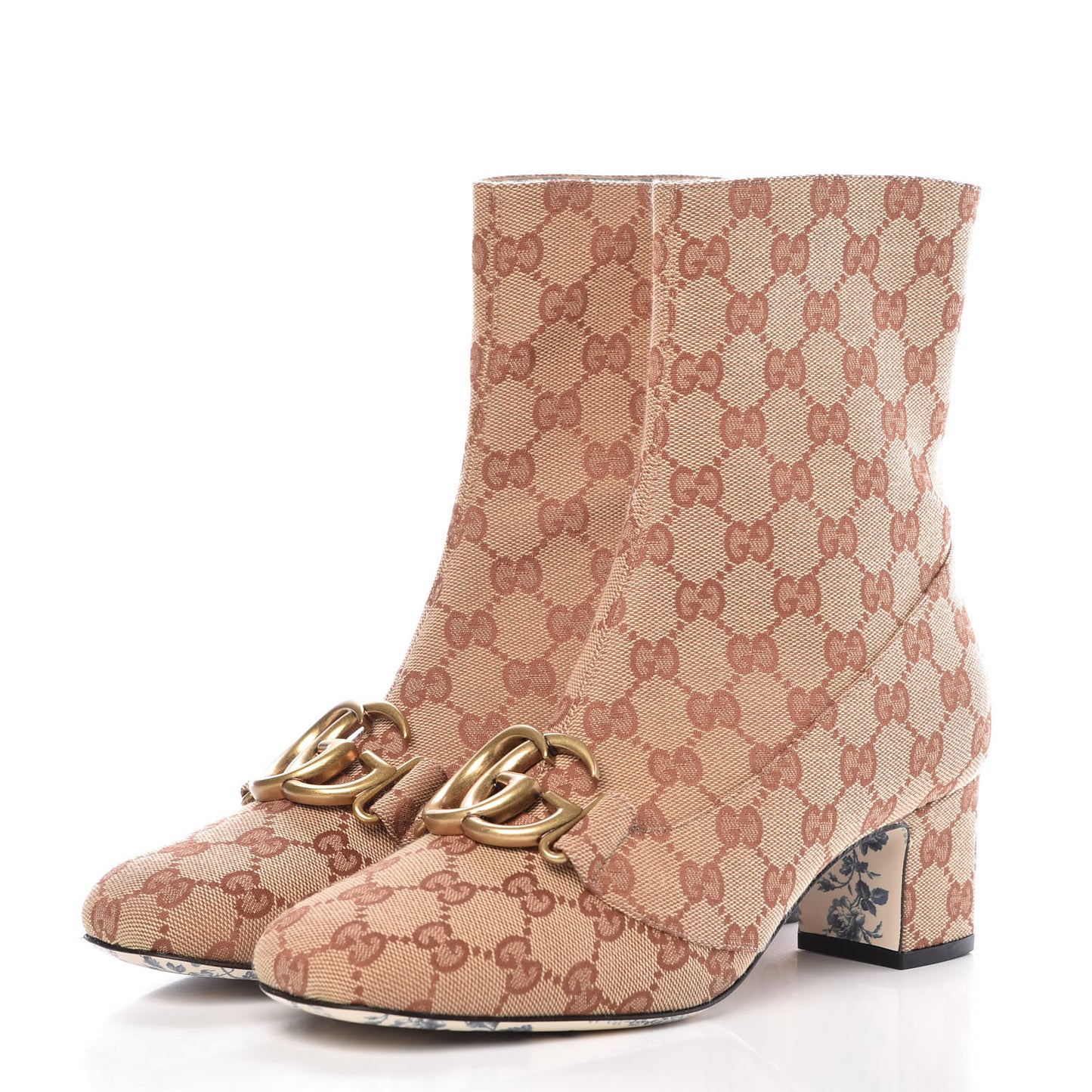 Monogram Malaga Kid GG Victoire 55mm Ankle Boots 39.5 Beige Ruggine Rust