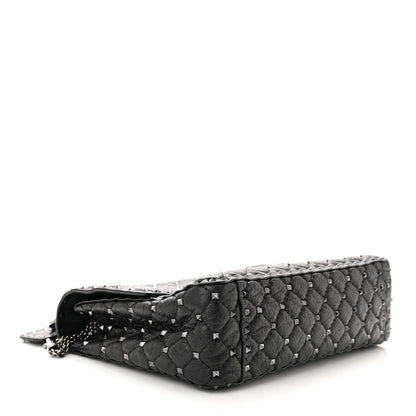 Valentino Garavani Craquele Nappa Large Rockstud Spike Shoulder Bag Black 4 of 9