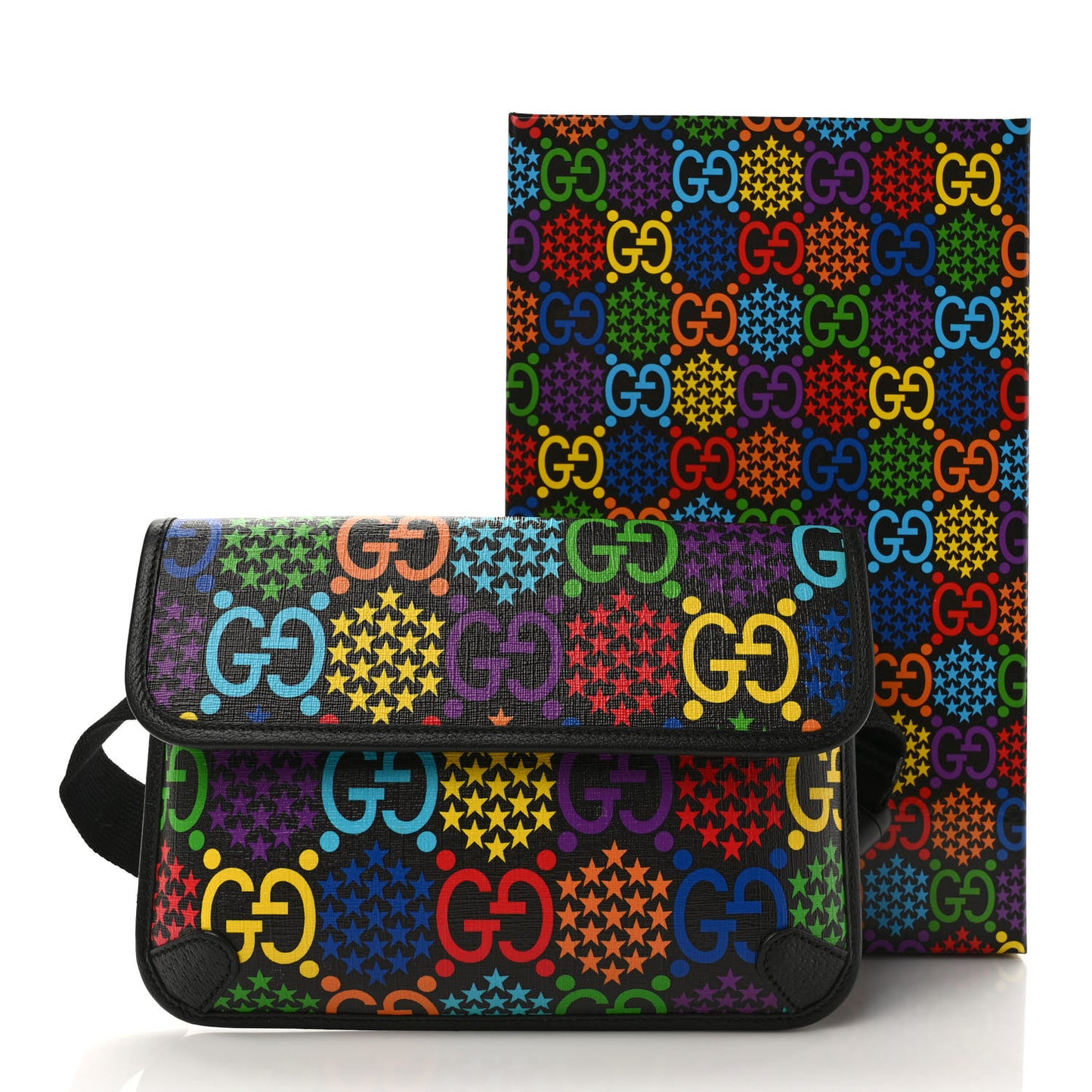 GG Supreme Monogram Psychedelic Slim Belt Bag Black