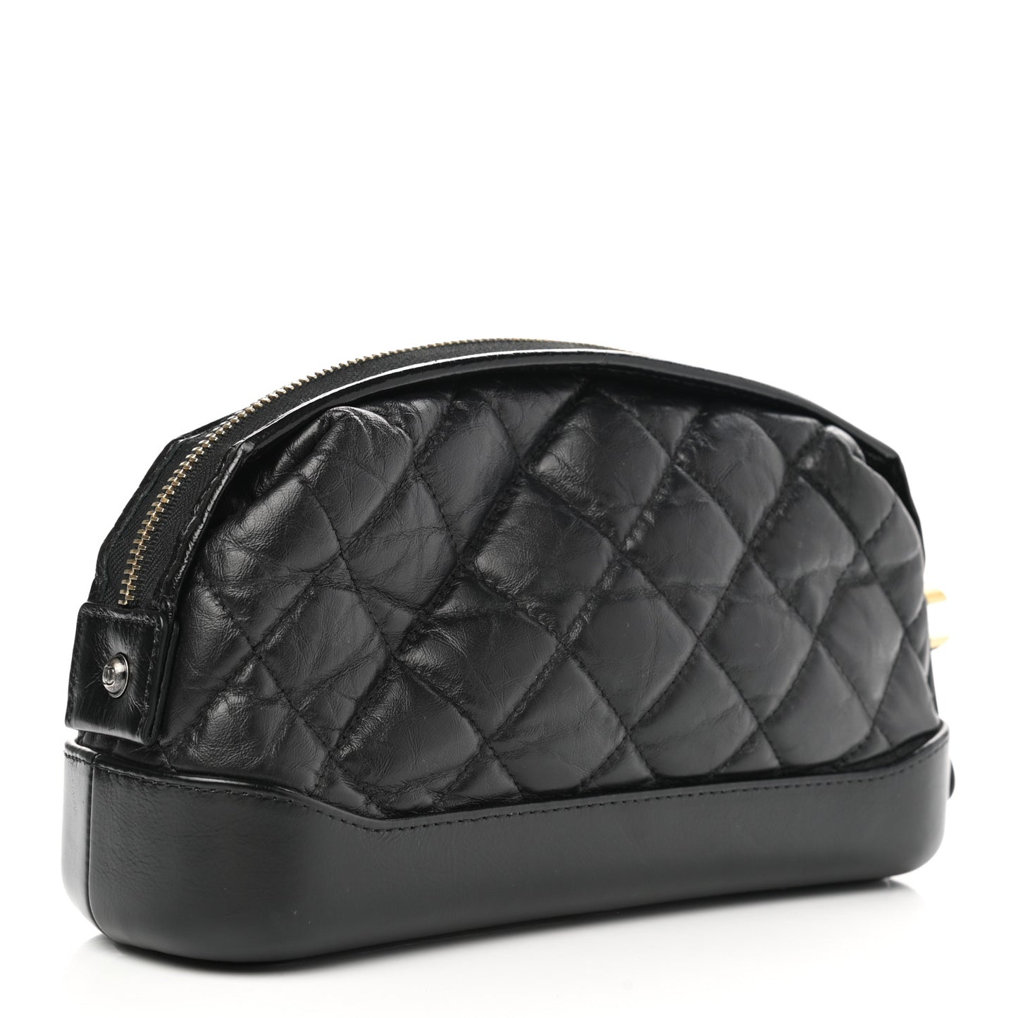 Aged Calfskin Quilted Gabrielle Cosmetic Case Black