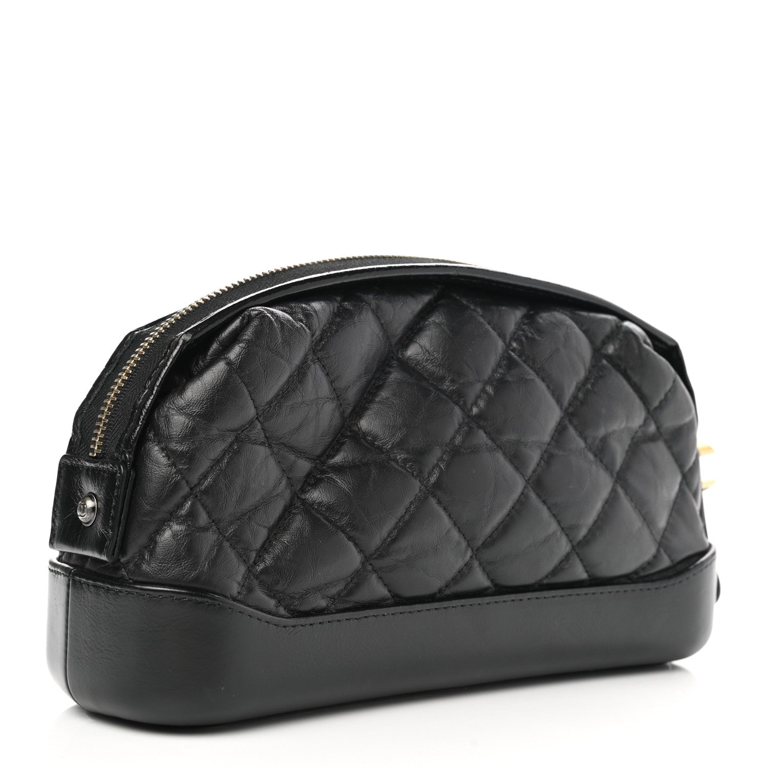 Chanel Aged Calfskin Quilted Gabrielle Cosmetic Case Black 3 of 7
