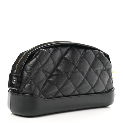 Chanel Aged Calfskin Quilted Gabrielle Cosmetic Case Black 3 of 7
