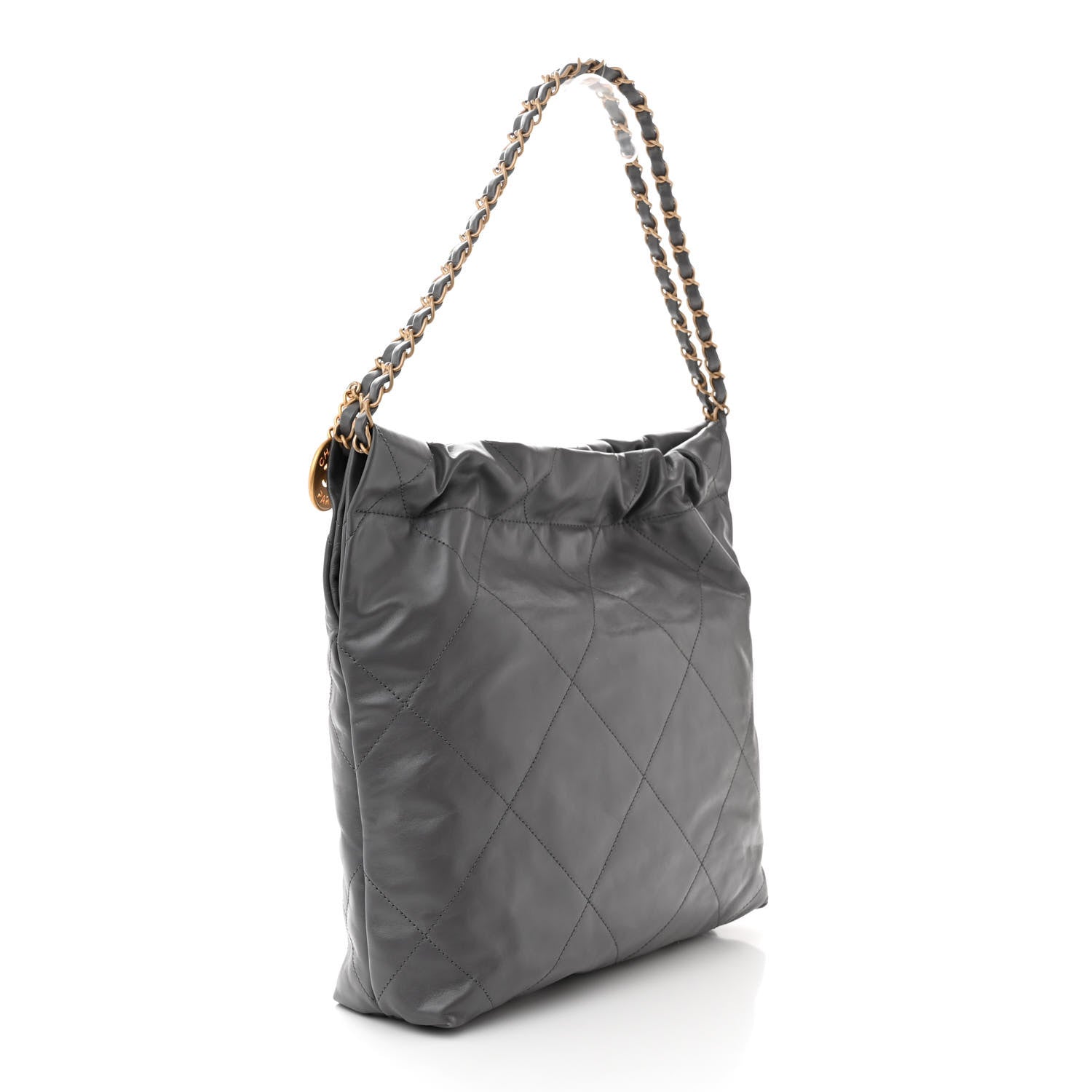 Chanel Shiny Calfskin Quilted Small Chanel 22 Grey 4 of 11