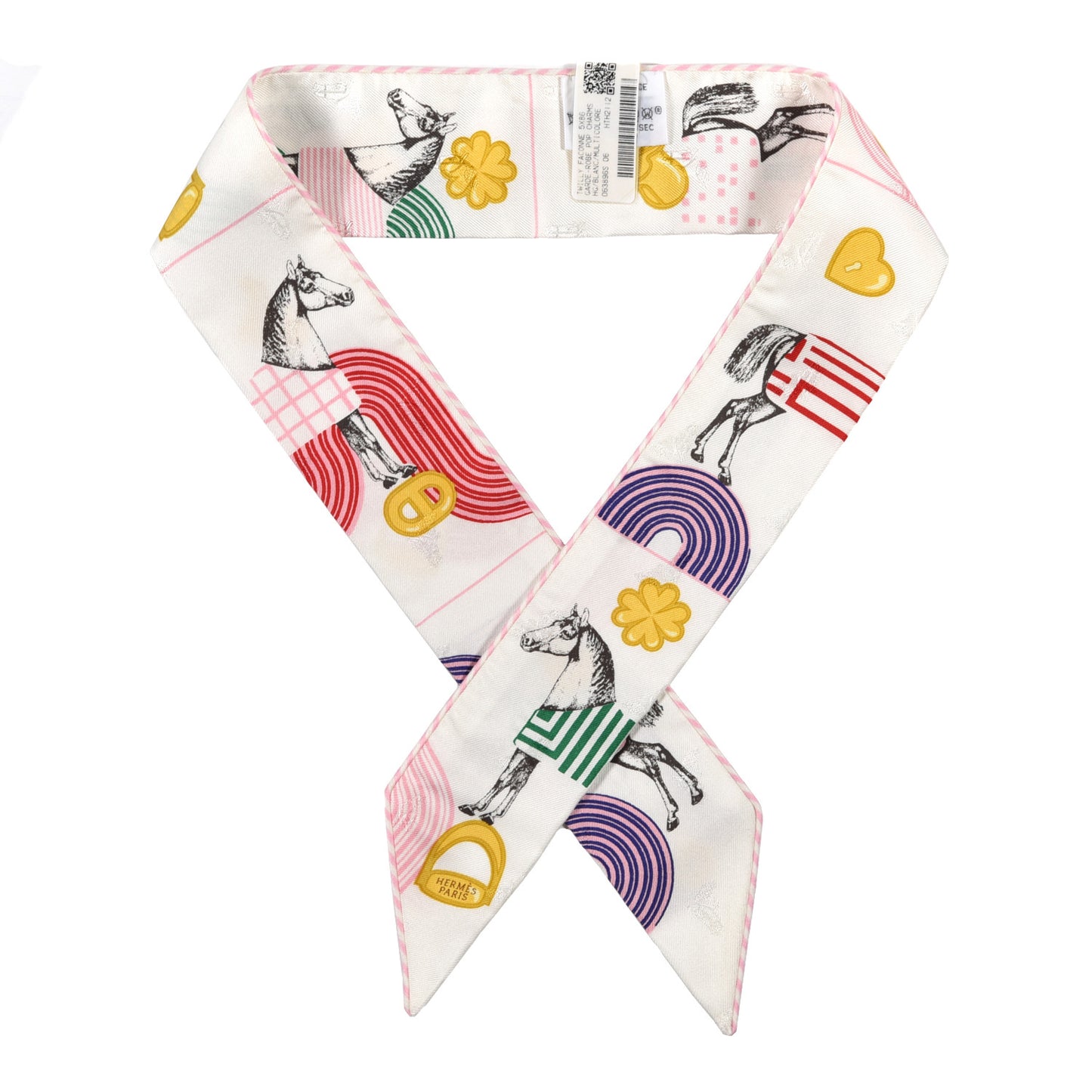 Silk Garde Robe Pop Charms Twilly White Multicolor