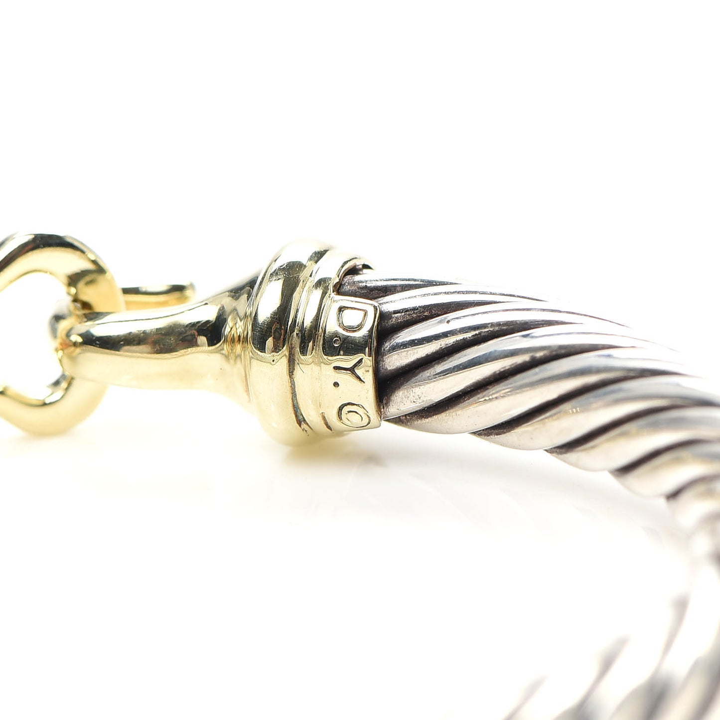 Sterling Silver 14K Yellow Gold 7mm Cable Classic Buckle Bracelet