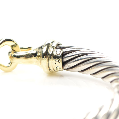 David Yurman Sterling Silver 14K Yellow Gold 7mm Cable Classic Buckle Bracelet 5 of 5