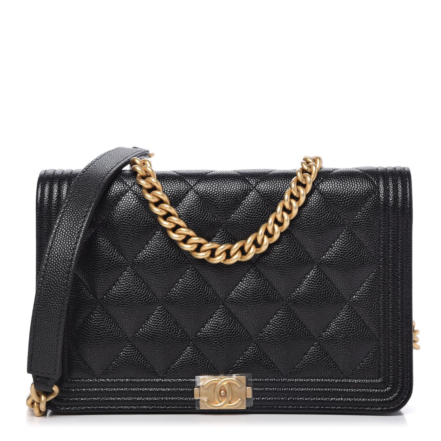 Caviar Quilted Boy Wallet On Chain WOC Black