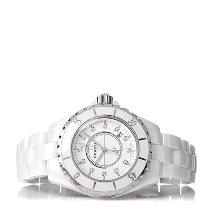 Chanel Stainless Steel Ceramic Diamond 33mm J12 Quartz Watch White 3 of 6