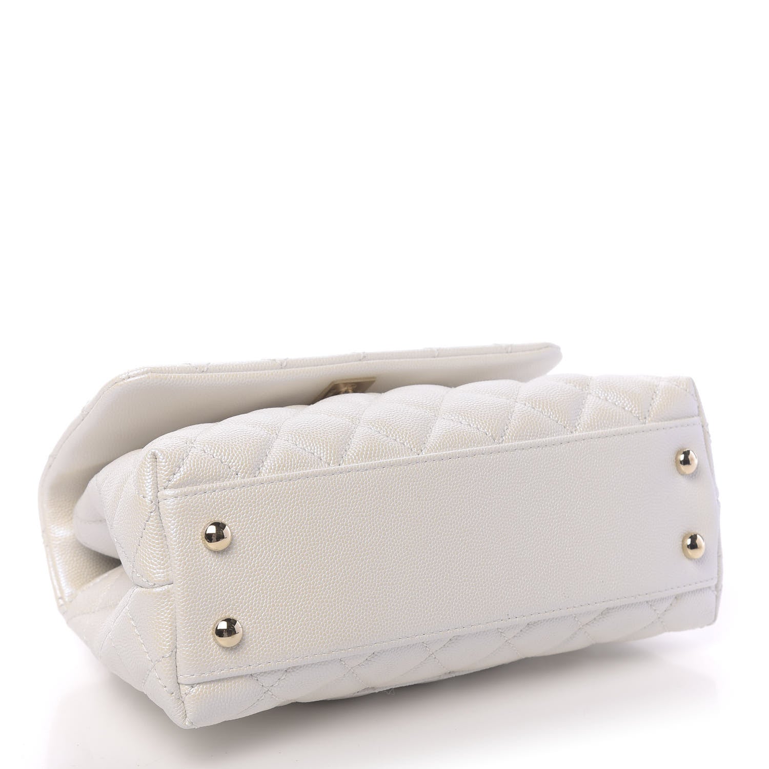 Chanel Iridescent Caviar Quilted Mini Coco Handle Flap White 5 of 11