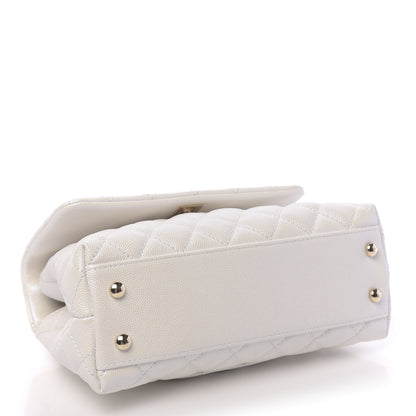 Chanel Iridescent Caviar Quilted Mini Coco Handle Flap White 5 of 11
