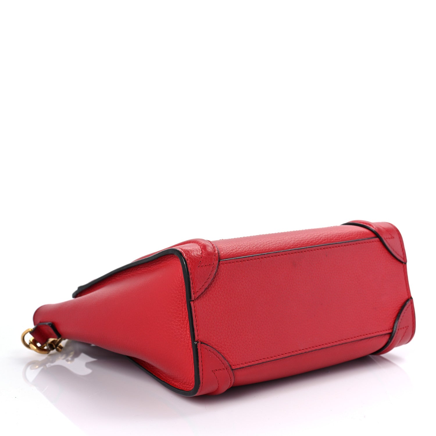 Celine Drummed Calfskin Nano Luggage Red 4 of 14