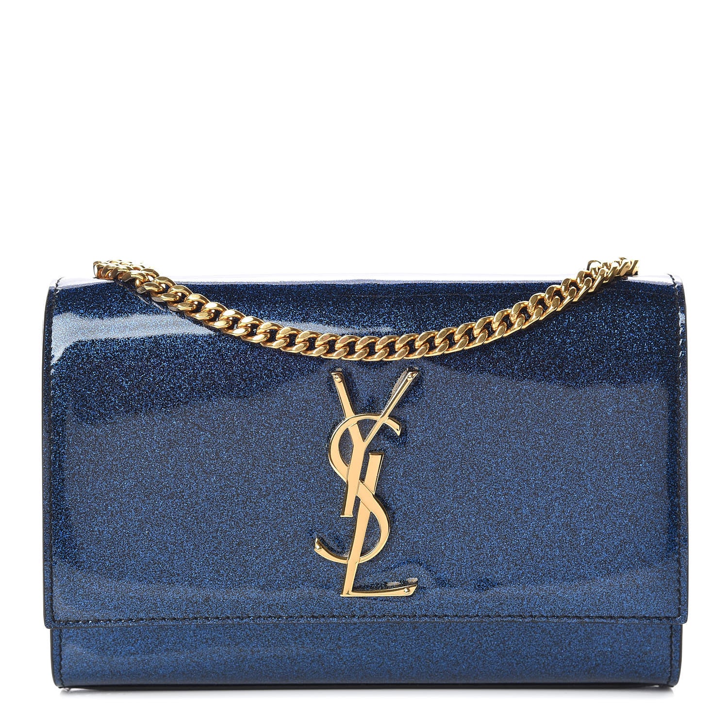 Saint Laurent Glitter Patent Small Monogram Kate Satchel Cobalt 1 of 11