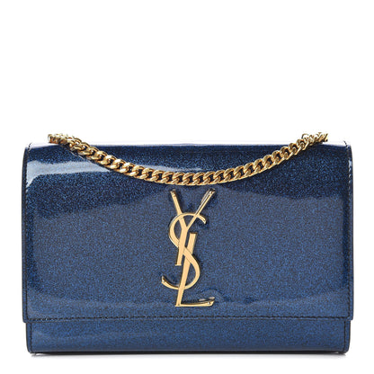 Saint Laurent Glitter Patent Small Monogram Kate Satchel Cobalt 1 of 11