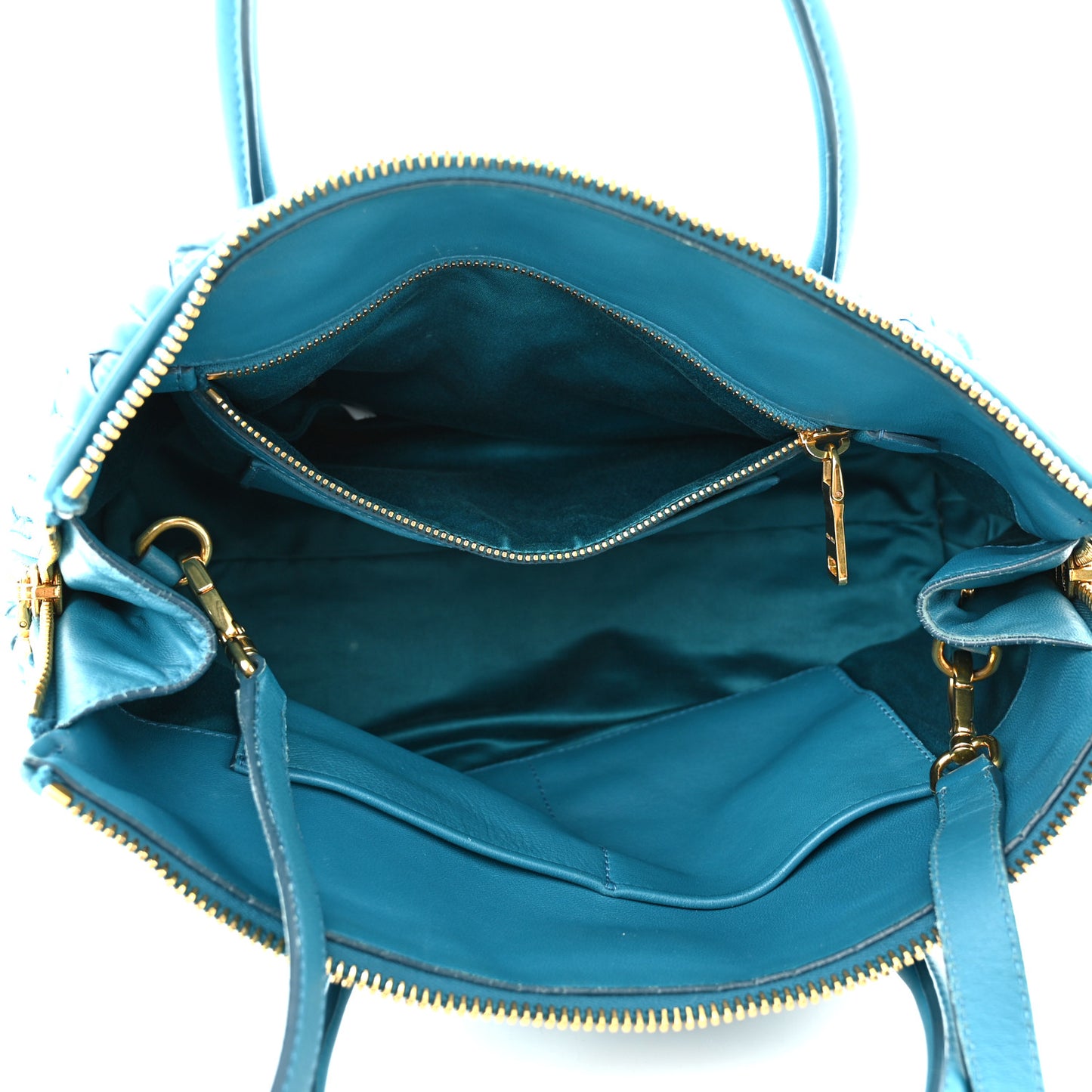 Nappa Matelasse Top Handle Bag Turchese