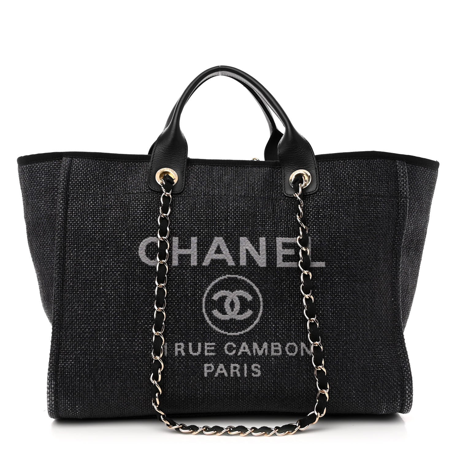 Chanel Woven Straw Raffia Medium Deauville Tote Black 1 of 9