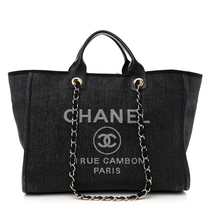 Chanel Woven Straw Raffia Medium Deauville Tote Black 1 of 9
