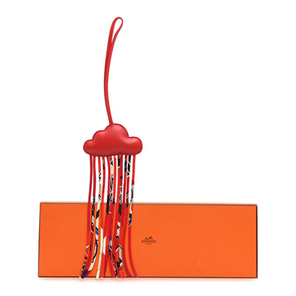 Hermes Swift Silk Twill Cord Cloud Bag Charm Rouge Tomate 4 of 4