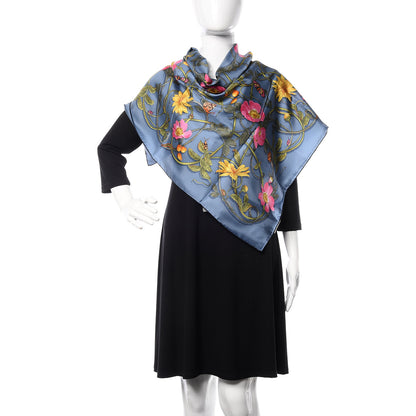 Gucci Silk Twill Flowerwebby Square Scarf Sky Blue 2 of 5