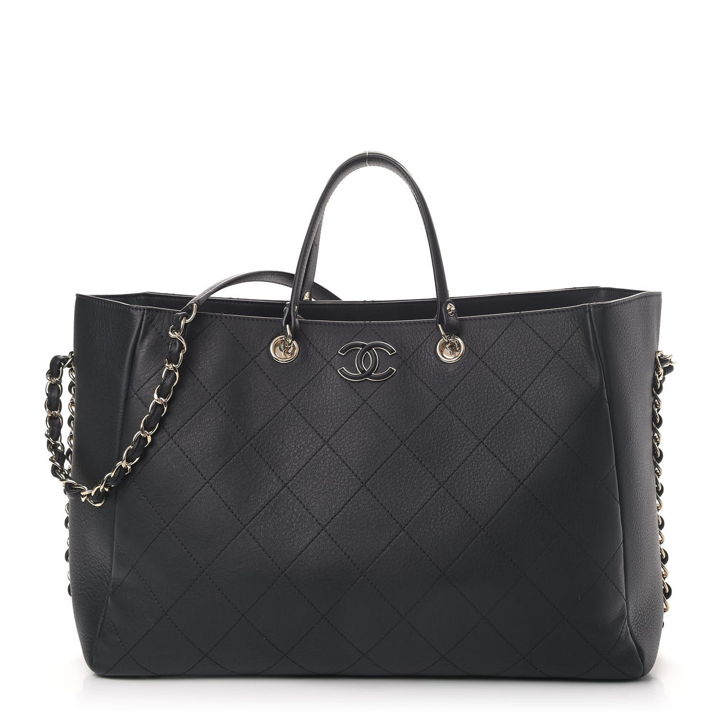 Bullskin Stitched Large Shopping Bag Black