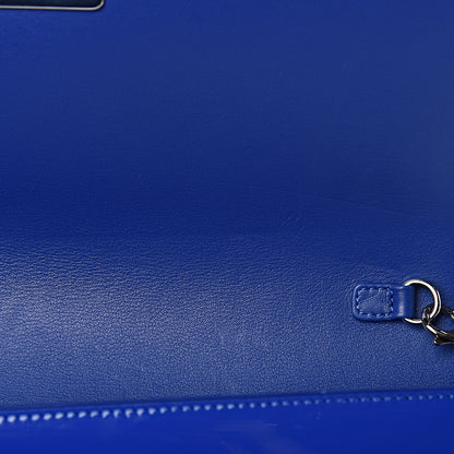 Chanel Patent Calfskin Quilted Plexiglass Boy Clutch With Removable Chain Blue 9 of 14