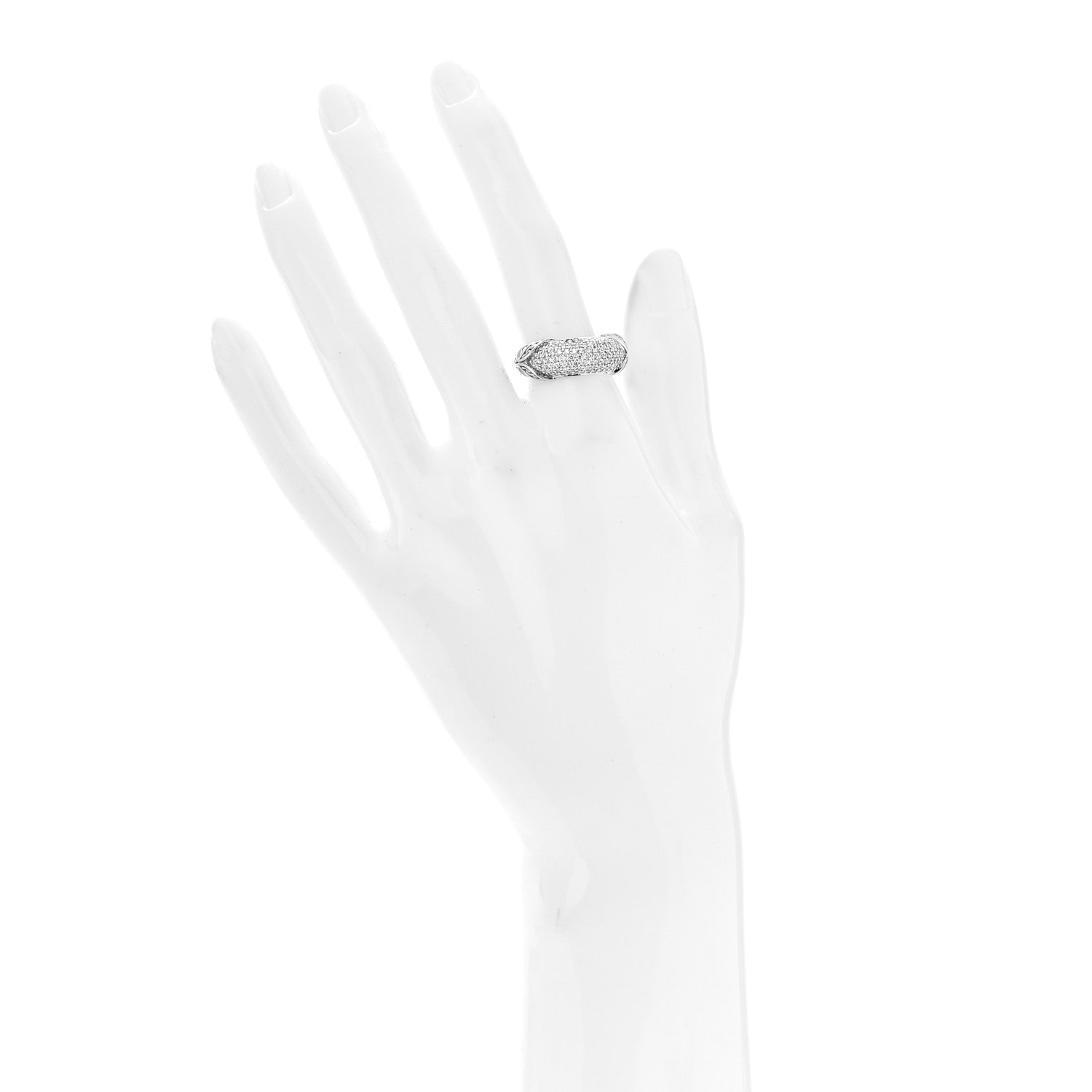 John Hardy Sterling Silver Diamond Asli Classic Chain Link Dome Ring 54 7 2 of 5