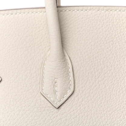 Hermes Taurillon Clemence Birkin 25 Craie 10 of 33
