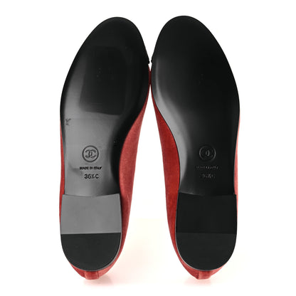 Chanel Velvet Cap Toe CC Ballerina Flats 36.5 Dark Pink Black 7 of 11