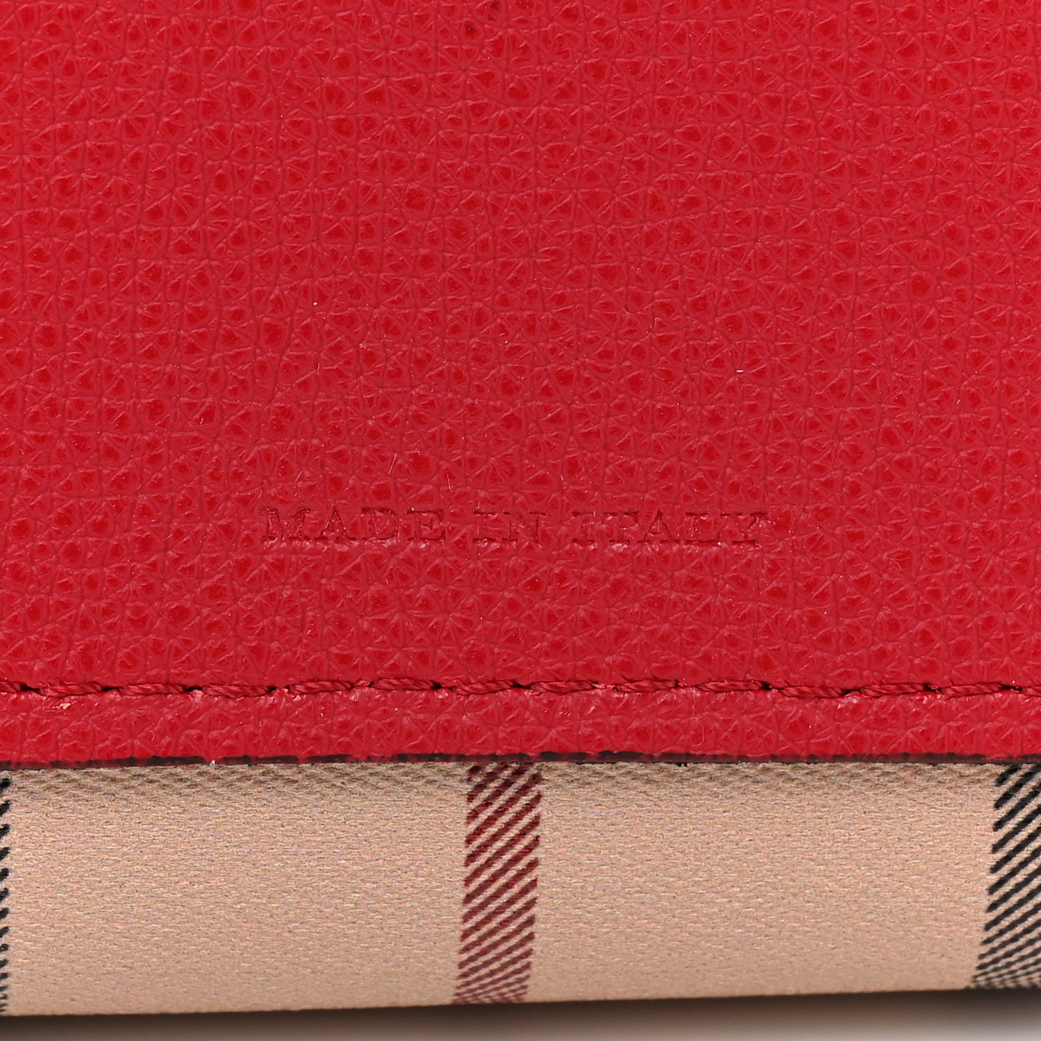 Burberry Grainy Calfskin Haymarket Check Medium Reversible Tote Red 10 of 20
