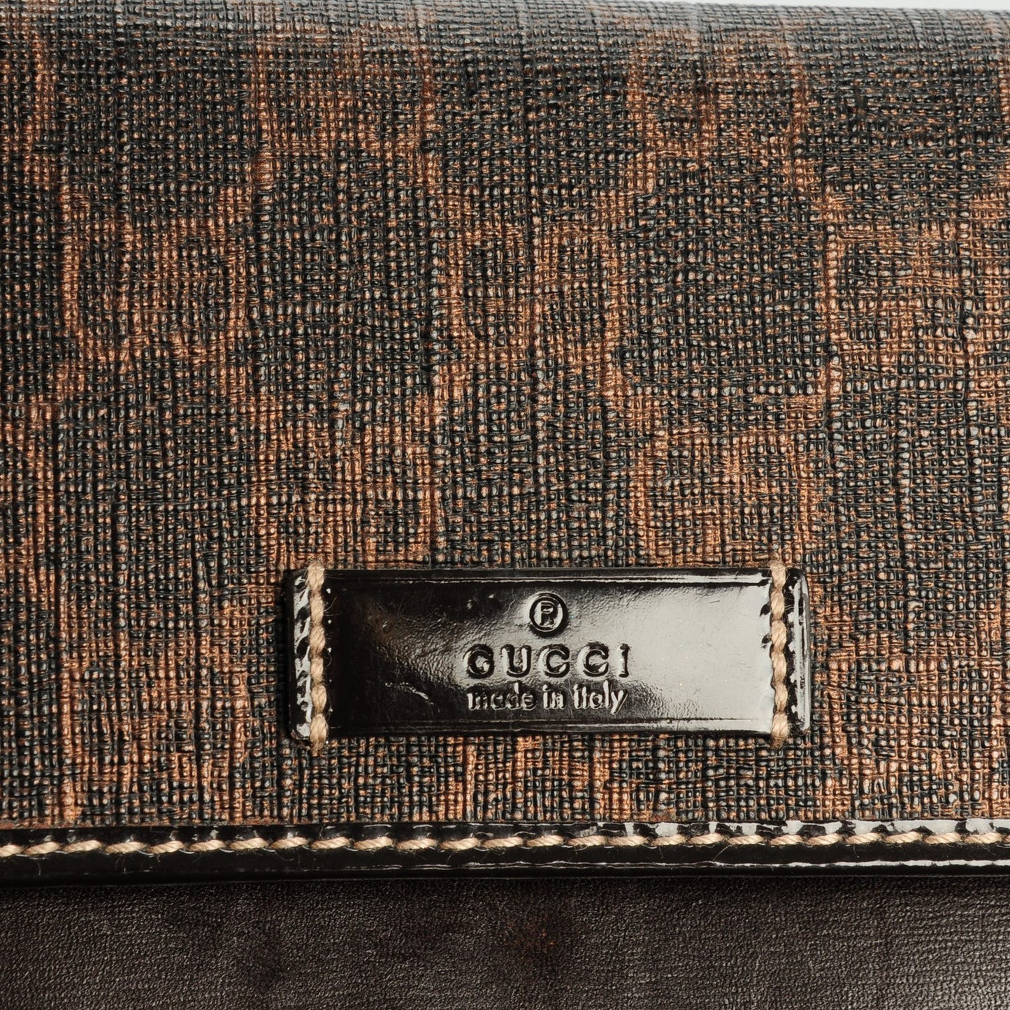 GG Supreme Monogram Joy Continental Snap Oranizer Wallet Dark Brown