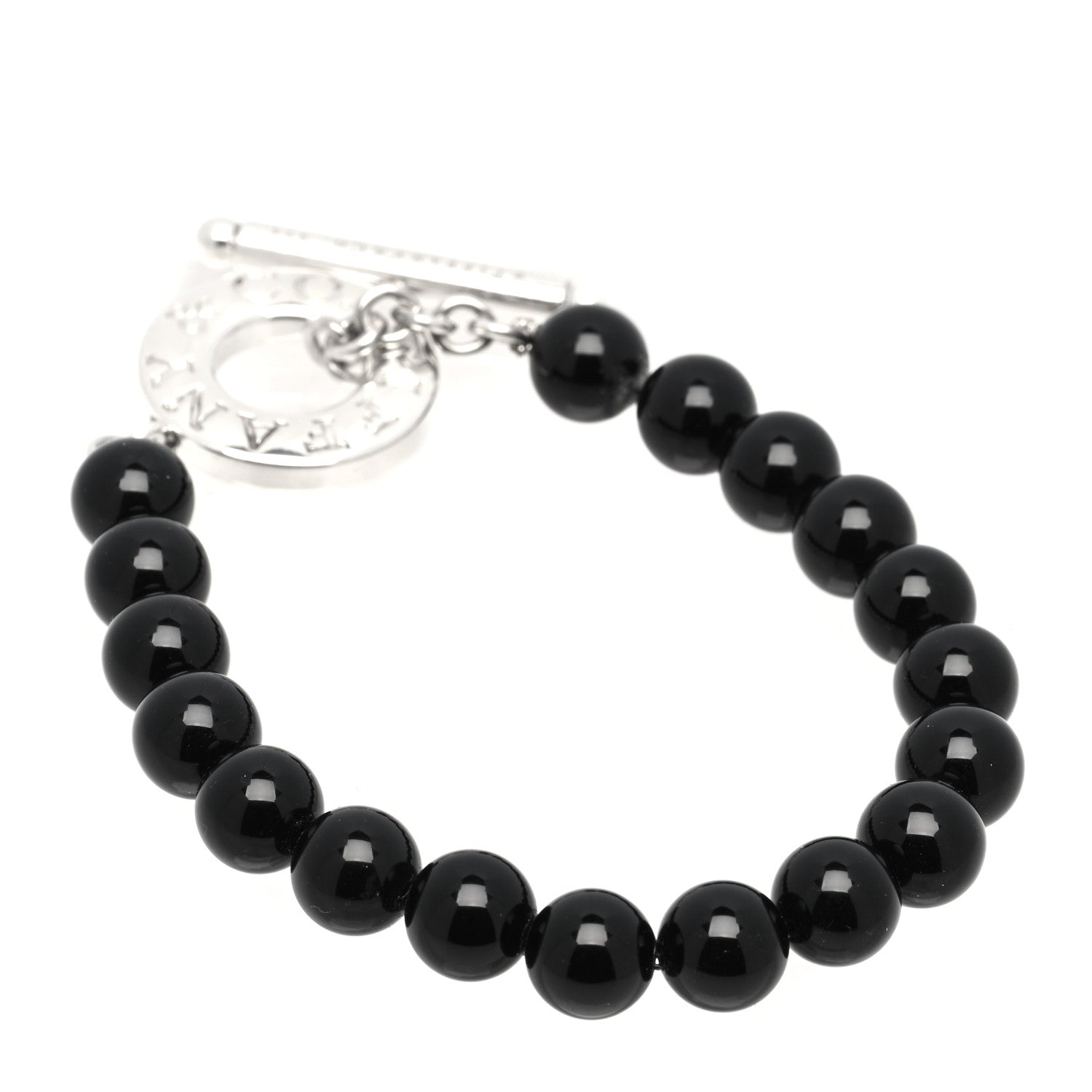 Tiffany Sterling Silver Black Onyx Bead Toggle Bracelet 1 of 4