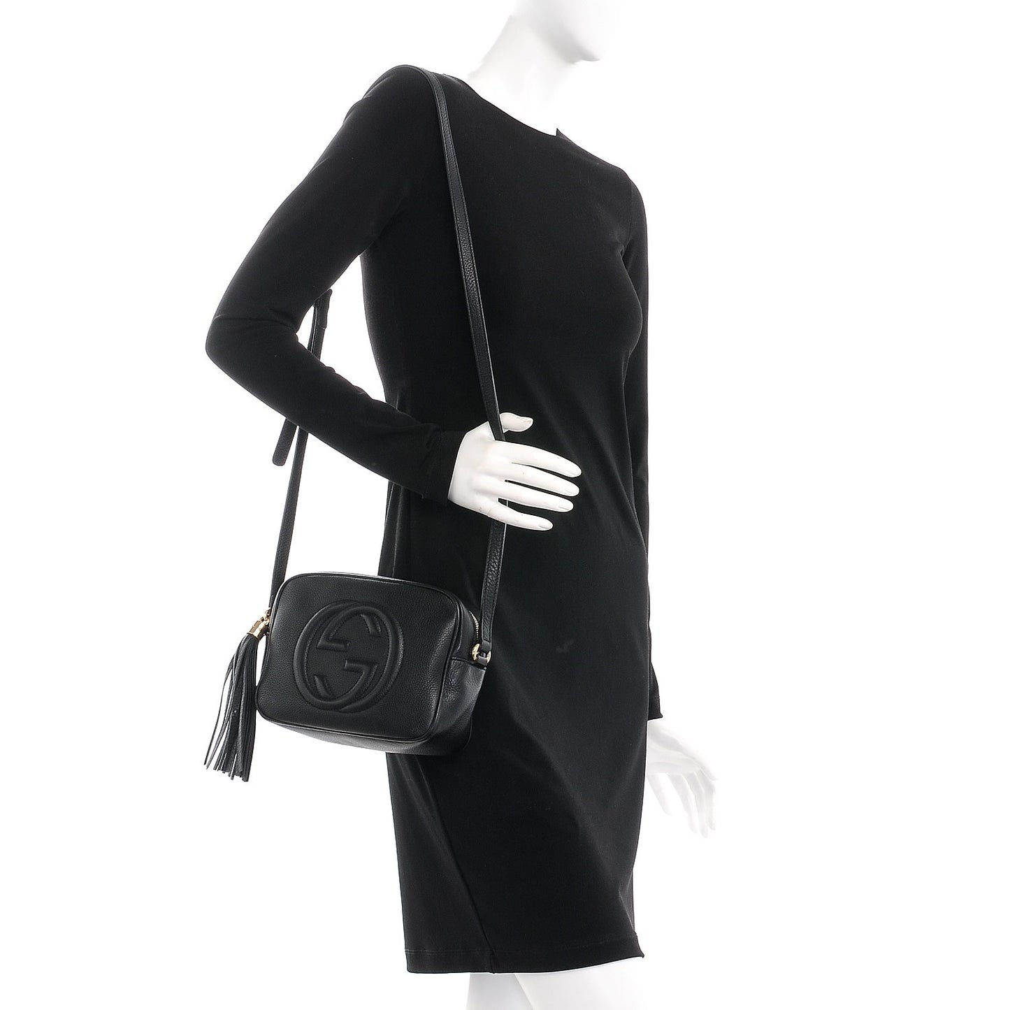 Pebbled Calfskin Small Soho Disco Bag Black