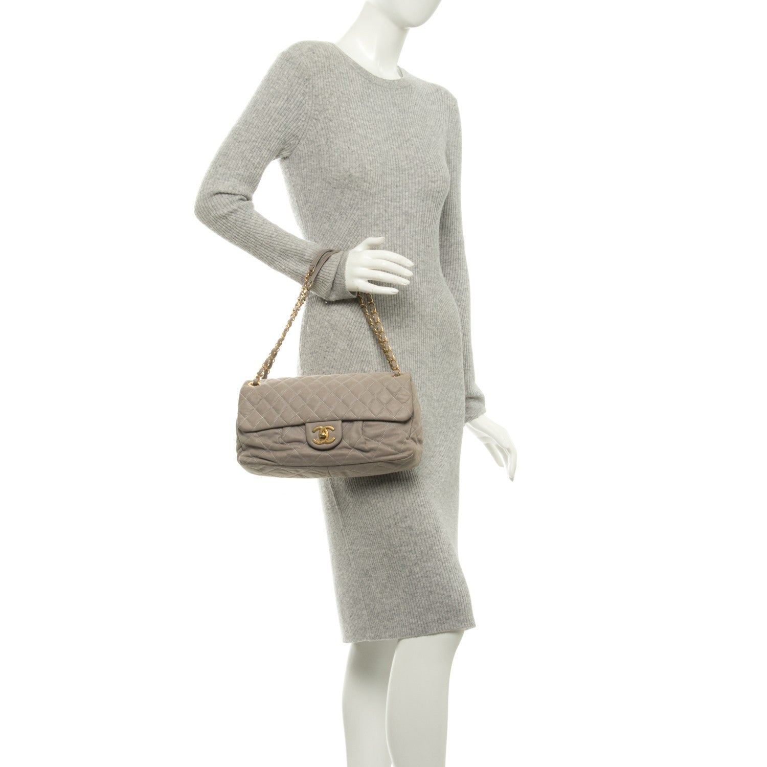 Chanel Iridescent Calfskin Large Chic Quilt Flap Grey 2 of 8
